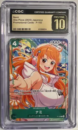 One Piece TCG JPN Nami CGC 10 Pristine, Promo P-102, 2025 - Image 1