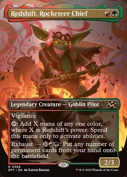 NM Borderless Redshift, Rocketeer Chief, MTG, Aetherdrift, Magic, 366 - Image 1