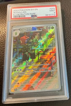 202 SCOVILLAIN ILLUSTRATION RARE HOLO 2023 POKEMON SVI EN-SCARLET & VIOLET PSA 9 - Image 1