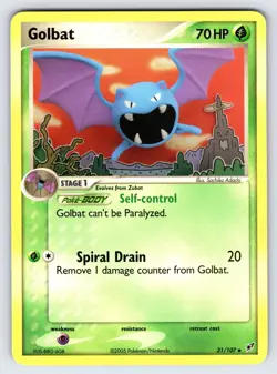 Golbat 31/107 2005 EX Deoxys Pokemon Card TCG Adachi Clay Uncommon - Nm/Vlp - Image 1