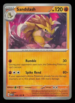 Sandslash SV: Scarlet & Violet 151 #028/165 Uncommon Pokemon Card - Image 1