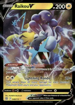 Raikou V 048/172 Holo V Rare Brilliant Stars Pokemon Near Mint - Image 1