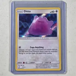 Ditto 2019 Pokemon TCG smP2: Great Detective Pikachu Holo Rare DEP 17/18 LP - Image 1
