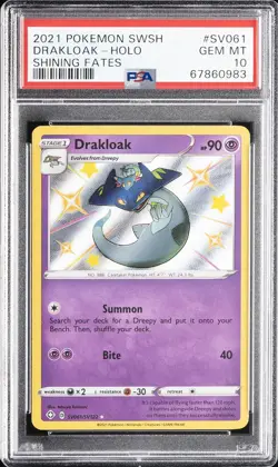 2021 POKEMON SWORD & SHIELD SHINING FATES #SV061 DRAKLOAK-HOLO PSA 10 - Image 1