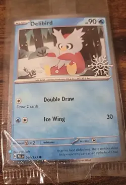 Delibird 046/193 Holiday Calendar Snowflake Stamp Cosmos Holo Pokemon Sealed New - Image 1