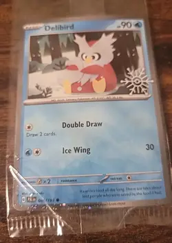 Delibird 046/193 Holiday Calendar Snowflake Stamp Cosmos Holo Pokemon Sealed New - Image 2