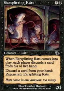 Damaged, English MTG Foil Earsplitting Rats - Foil Judgment Magic the Gathering - Image 1