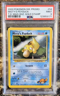 2000 Pokemon GM Promo Misty's Psyduck 54 W Gold Stamp PSA 9 MINT - Image 1
