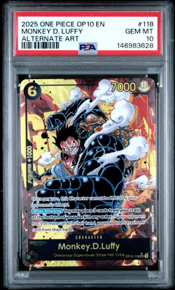 PSA 10 MONKEY D. LUFFY 118 ALTERNATE ART ONE PIECE OP10-ROYAL BLOOD ONE PIECE - Image 1
