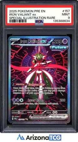 Pokemon 2025 Iron Valiant ex 157/131 SIR Prismatic Evolutions PSA 9 - Image 1