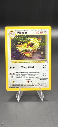 Pokemon Pidgeot 14/130 Holo Rare Base Set 2 80 HP Wing Attack Hurricane A1 - Image 1