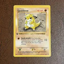 1st Edition Pokemon 1999 Sandshrew 062/102 Base Set (Shadowless) Never Played - Image 1
