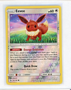 Eevee 101/149 Reverse Holo Sun and Moon Base Set SM Pokemon NM - Image 1