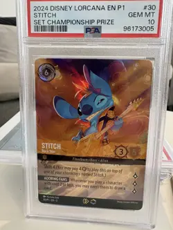 2024 Disney Lorcana League Promo Enchanted Stitch Championship Prize PSA 10 - Image 1
