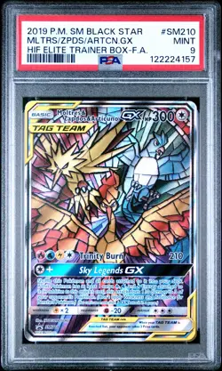 Pokemon Moltres Zapdos Articuno GX SM210 Hidden Fates Elite Trainer Box PSA 9 - Image 1