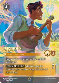 Disney Lorcana Prince Naveen Ukulele Player Enchanted Shimmering Skies 205/204 - Image 1