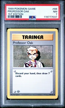 1999 Pokemon Base Set 1st Edition #88 Professor Oak PSA 7 - GREY GRAY stamp - Image 1