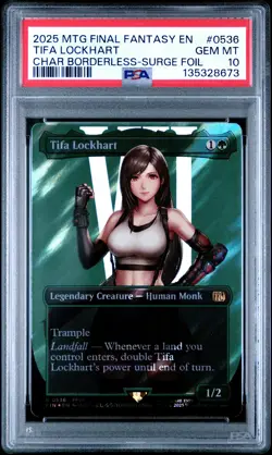 2025 MTG FINAL FANTASY CHARACTER BORDERLESS-SURGE FOIL TIFA LOCKHART PSA 10 - Image 1