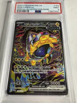 2025 Pokemon Prismatic Evolutions #154 Iron Hands Ex SIR PSA 9 - Image 1