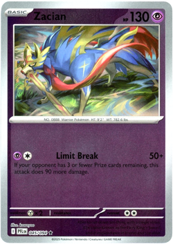 Zacian 045/094 (Reverse Holo) ME02 Phantasmal Flames PFL - Pokemon - NM/M - Image 1