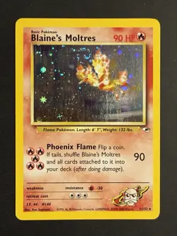 Blaine's Moltres 1/132 Holo Rare Gym Heroes Pokemon TCG LP *Swirl!* - Image 1