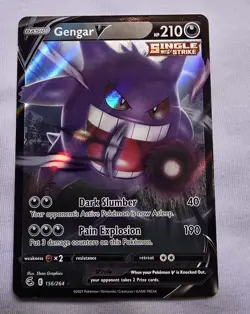 Pokemon Gengar V Fusion Strike 156/264 Ultra Rare Holo Single Strike - Image 1