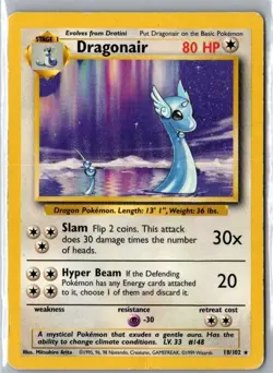 VTG Pokemon TCG Dragonair 18/102 Base Set Non-Holo Rare Unlimited WOTC 1999 - Image 1