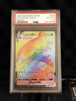 Pokemon Sword & Shield Lapras VMAX 203/202 Secret Rainbow Rare PSA 10 Gem Mint - Image 1