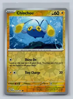 Chinchou 020/091 Common Paldean Fates Pokemon Reverse Holo LP - Image 1