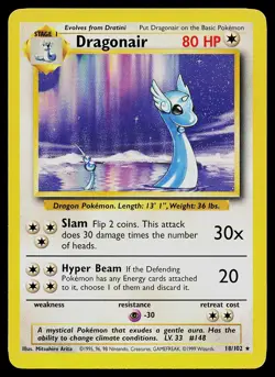 Pokemon Card - Dragonair Base Set Unlimited 18/102 Rare - Image 1