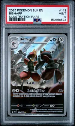 Pokemon Bisharp Illustration Rare Holo 143/086 Sv: Black Bolt EN 2025 PSA 9 - Image 1