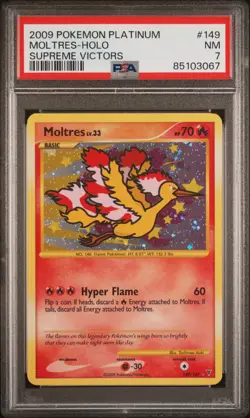 2009 POKEMON PLATINUM SUPREME VICTORS #149 MOLTRES-HOLO PSA 7 - Image 1