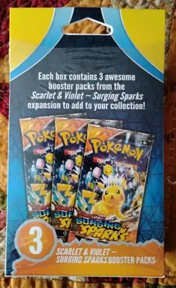 Pokemon Factory Sealed Scarlet & Violet Surging Sparks 3 Booster Packs Box - Image 2