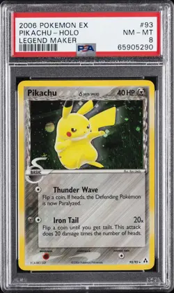 PIKACHU HOLO 93/92 LEGEND MAKER POKEMON PSA 8 - Image 1