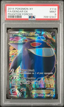 2014 POKEMON XY PHANTOM FORCES #114 FULL ART/GENGAR EX PSA 9 - Image 1