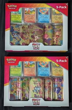 Pokemon TCG (LOT OF 2) Scarlet And Violet 151 Mini Tins 5 Pack Costco Bundle - Image 1