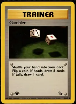Gambler 60/62 1st Edition Regular Non Holo WoTC Pokemon Trainer Fossil Set LP - Image 1