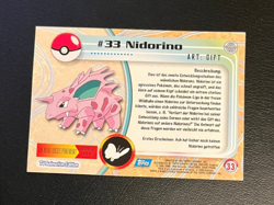 1999 Topps Pokemon Blue Logo TV Animation Edition Nidorino #33 - Image 2