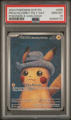 PSA 10 Pikachu Grey Felt Hat SVP 085 Pokemon Center x Van Gogh Promo GEM MINT - Image 3