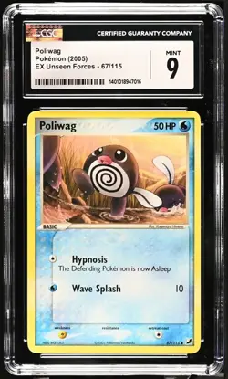 2005 Pokemon Ex Unseen Forces #67/115 Poliwag Common CGC 9 MINT - Image 1