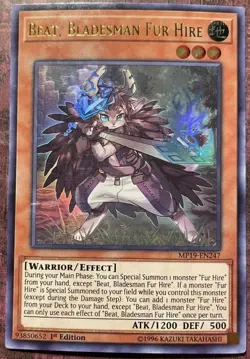 Yugioh Beat Bladesman Fur Hire Ultra Rare MP19 1st edition LP - Image 1