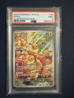 Pokemon Eevee TCG Holo Illustration Rare Card 188/167 Twilight Masquerade PSA 9 - Image 1