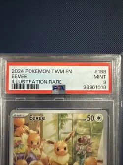 Pokemon Eevee TCG Holo Illustration Rare Card 188/167 Twilight Masquerade PSA 9 - Image 2