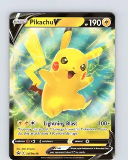 Pokemon TCG Pikachu V Black Star Promo SWSH198 Ultra Holo Promo Card NM - Image 1