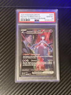 2025 POKEMON DESTINED RIVALS #231 TEAM ROCKETS MEWTWO EX SIR SPECIAL RARE PSA 10 - Image 1
