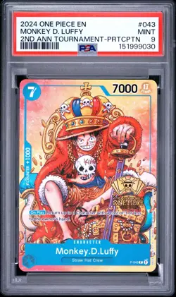 One Piece Promo Monkey.D.Luffy 2nd Anniversary Stamped Promo #P-043 PSA 9 🔥🔥 - Image 1
