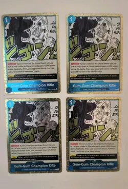 4x ONE PIECE TCG GUM-GUM CHAMPION RIFLE Set Memorial Collection EB01-028 Rare - Image 1