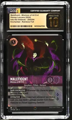 Disney Lorcana GRADED Maleficent Mistress Evil 209/204 ENCHANTED PRISTINE 10 CGC - Image 1