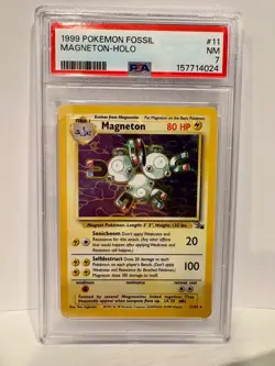 ⭐Vintage⭐ 1999 Magneton Pokemon Card Fossil Holo 11/64 PSA 7 - Image 1