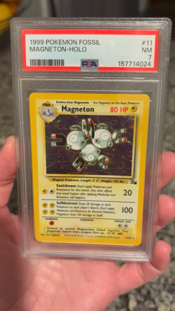 ⭐Vintage⭐ 1999 Magneton Pokemon Card Fossil Holo 11/64 PSA 7 - Image 2
